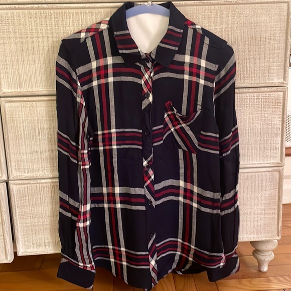 Rails navy, red and white plaid flannel button down size xs - Picture 1 of 4